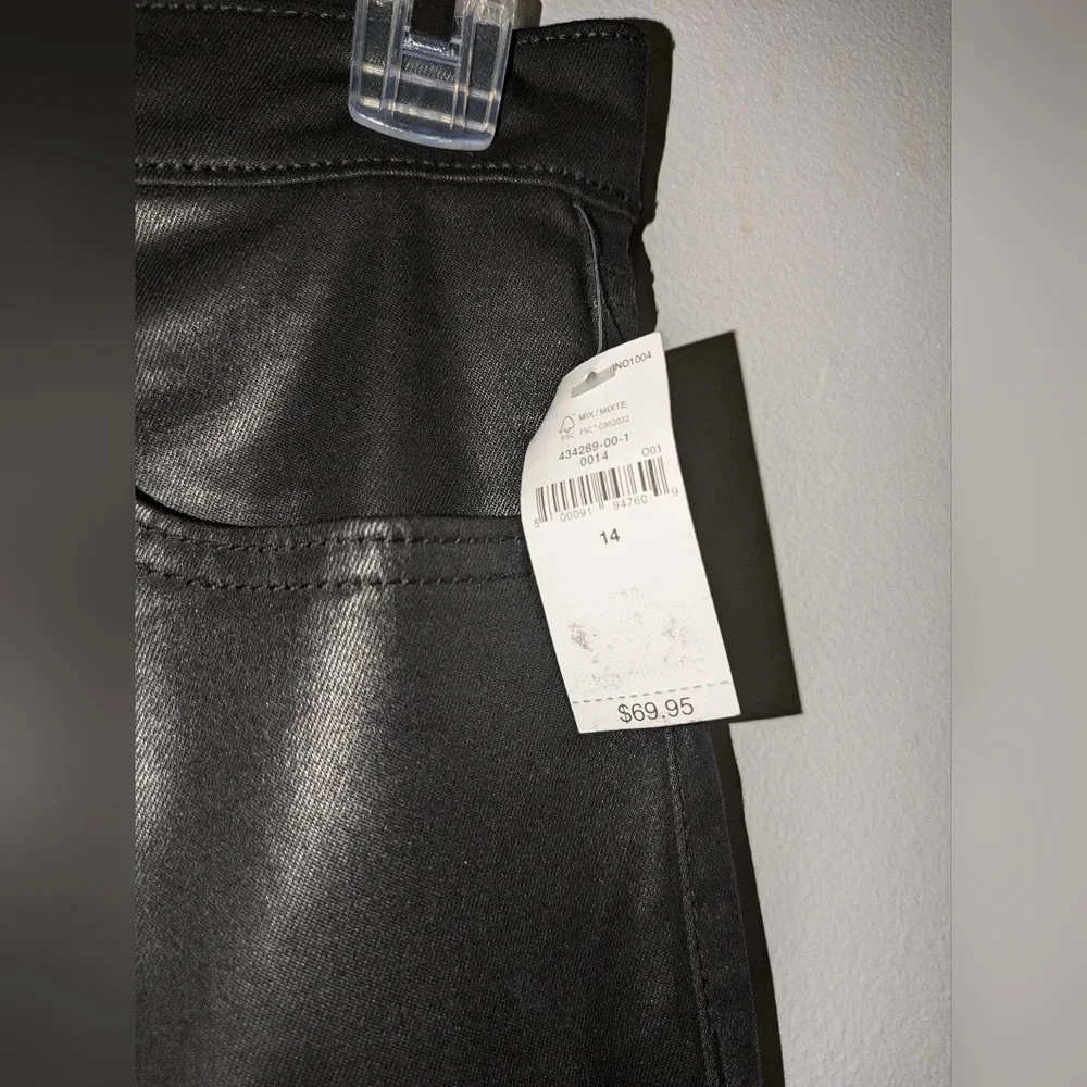 NWT GAP Teen Sky High 90s Loose Black Faux Leather Pants Size Teen 14